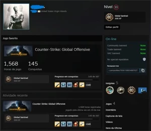 Conta CSGO 6 Medalhas - Counter Strike