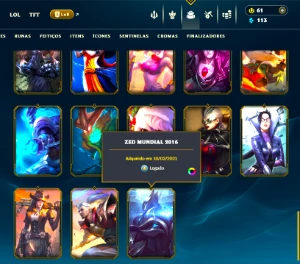 Conta Com Diversas Skins + Skin Zed Campeonato ( Barato ) - League of Legends LOL
