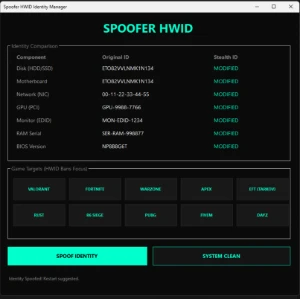 SPOOFER HWID - BYPASS VALORANT/WARZONE/FIVEM/APEX - KERNEL  - Outros