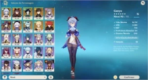 Venda Conta Genshin AR56 Ganyu + Amos, Hutao, Venti, Zhongli - Genshin Impact