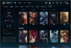 Conta ouro 3 com 137 champs e 93 skins + 800k de Talon - League of Legends LOL