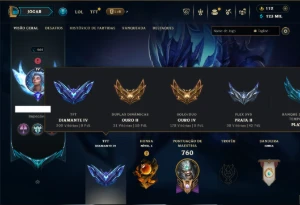 Ouro 4 com TODOS os Champs e 260 Skins +1 Prestigio + 1 Rara - League of Legends LOL