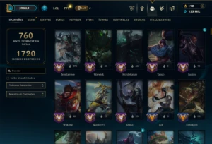 Ouro 4 com TODOS os Champs e 260 Skins +1 Prestigio + 1 Rara - League of Legends LOL