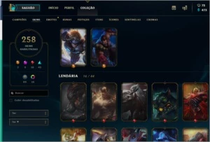CONTA LOL - PLATINA 3 - TODOS OS CHAMPIONS + 258 SKINS - League of Legends