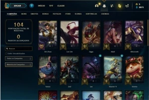 Conta unranked com 34 Champs e 11 Skins + 3 Fragmentos - League of Legends LOL