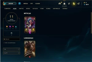 Conta unranked com 34 Champs e 11 Skins + 3 Fragmentos - League of Legends LOL