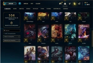 Conta unranked com 34 Champs e 11 Skins + 3 Fragmentos - League of Legends LOL
