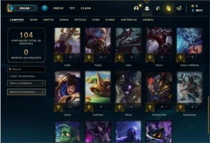 Conta unranked com 34 Champs e 11 Skins + 3 Fragmentos - League of Legends LOL