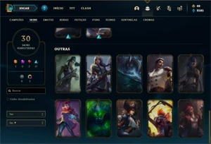 Conta bronze 1 com 31 Champs e 30 Skins +2 Fragmentos - League of Legends LOL