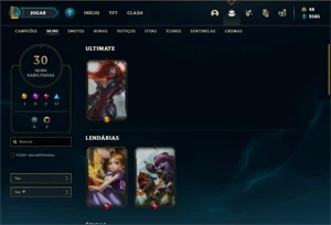 Conta bronze 1 com 31 Champs e 30 Skins +2 Fragmentos - League of Legends LOL