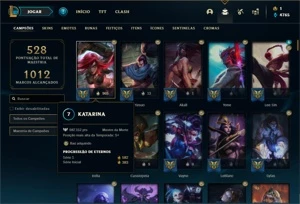 Conta Platina 4 com TODOS os champ e 162 Skins + 2 Prestigio - League of Legends LOL