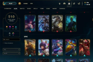 Ouro 2 com TODOS os champs e 210 Skins ( MAIN SUP / TOP ) - League of Legends LOL
