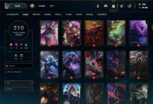 Ouro 2 com TODOS os champs e 210 Skins ( MAIN SUP / TOP ) - League of Legends LOL