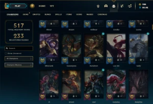 Ouro 2 com TODOS os champs e 210 Skins ( MAIN SUP / TOP ) - League of Legends LOL