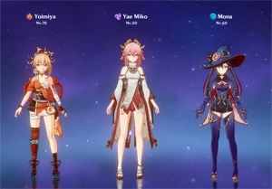 AR41 Yoimiya, Yae Miko, Mona + Arco de Amos - Genshin Impact