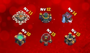 CV14 | 5 Construtores garantidos! + Troca de nick grátis! - Clash of Clans