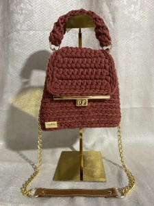Bolsa Bag Angel Terracota com Alça e Corrente - Artesanato e Personalizados