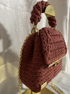 Bolsa Bag Angel Terracota com Alça e Corrente - Artesanato e Personalizados