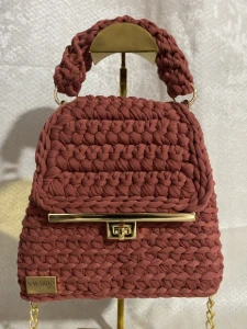 Bolsa Bag Angel Terracota com Alça e Corrente - Artesanato e Personalizados
