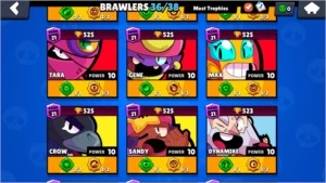 Conta Brawl Stars 36 brawlers Inúmeros SP e Assessórios