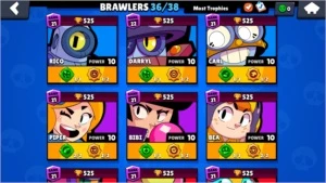 Conta Brawl Stars 36 brawlers Inúmeros SP e Assessórios