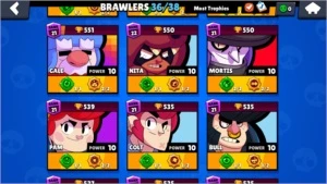 Conta Brawl Stars 36 brawlers Inúmeros SP e Assessórios