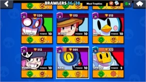 Conta Brawl Stars 36 brawlers Inúmeros SP e Assessórios