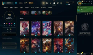 Conta de LoL Platina 4 com 140 campeões e 78 skins - League of Legends