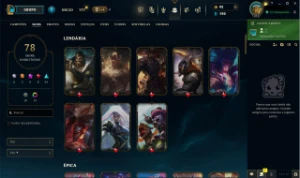 Conta de LoL Platina 4 com 140 campeões e 78 skins - League of Legends