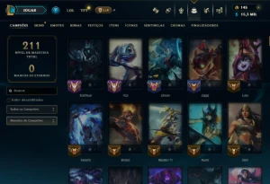 Mestre com 150 Champs e 20 Skins ( 600 PDL ) - League of Legends LOL