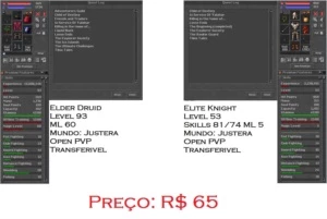 ED 93 + EK 53 em Justera (Open PVP) Transferivel - Tibia
