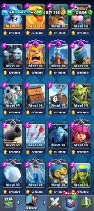 Clash Royale CV 58, torre 15 TODAS RARAS E COMUNS FULL 1kk G