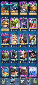 Clash Royale CV 58, torre 15 TODAS RARAS E COMUNS FULL 1kk G