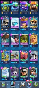 Clash Royale CV 58, torre 15 TODAS RARAS E COMUNS FULL 1kk G