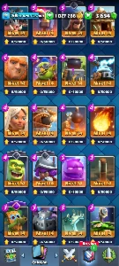 Clash Royale CV 58, torre 15 TODAS RARAS E COMUNS FULL 1kk G