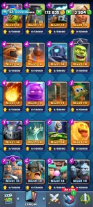 Clash Royale CV 57, torre 15 COM TODAS RARAS E COMUNS FULL