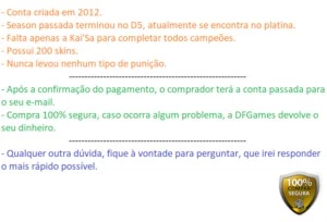 CONTA BORDA DIAMANTE EM PROMOÇÃO!! - League of Legends LOL