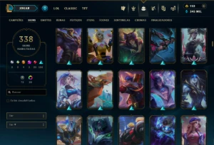 Ouro 3 com TODOS os Champs e 338 Skins ( MID / JG ) - League of Legends LOL