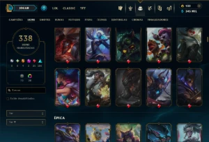 Ouro 3 com TODOS os Champs e 338 Skins ( MID / JG ) - League of Legends LOL