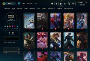Ouro 3 com TODOS os Champs e 338 Skins ( MID / JG ) - League of Legends LOL