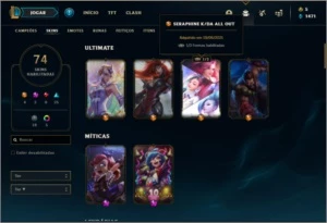 Conta diamante 2 com 103 champs e 74 skins ( 4 ultimates ) - League of Legends LOL