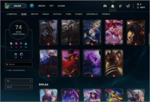 Conta diamante 2 com 103 champs e 74 skins ( 4 ultimates ) - League of Legends LOL
