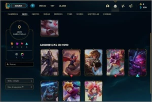 Conta ouro 2 com 9 skins e 40 champs - League of Legends LOL