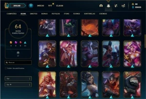 Conta ouro 2 com 93 Champs e 64 Skins + 32k de Essencia Azul - League of Legends LOL