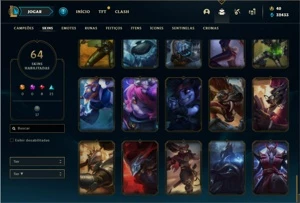 Conta ouro 2 com 93 Champs e 64 Skins + 32k de Essencia Azul - League of Legends LOL