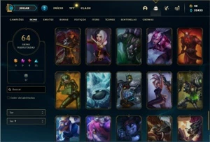 Conta ouro 2 com 93 Champs e 64 Skins + 32k de Essencia Azul - League of Legends LOL