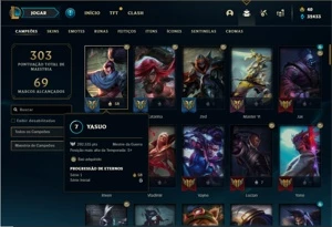Conta ouro 2 com 93 Champs e 64 Skins + 32k de Essencia Azul - League of Legends LOL