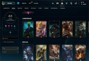 Conta League of Legends - Gold 3, 40 skins, 17 baús e chaves LOL