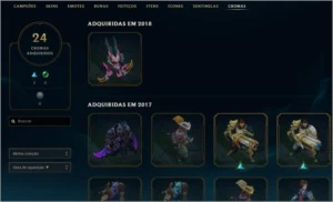 Conta league of legends 333 skins Diamond IV LOL