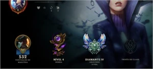 Conta league of legends 333 skins Diamond IV LOL